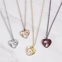 Mavis Hare Новое дорожное ожерелье в мире кулон в форме сердца из нержавеющей стали цепочка Ожерелье для Прямая в подарок на день Святого Валентина