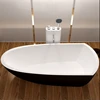 1800mm Solid Surface Stone Bathtub Rectangular Freestanding Corian Exterior Black Interior White Finishing Tub RS6592G 3