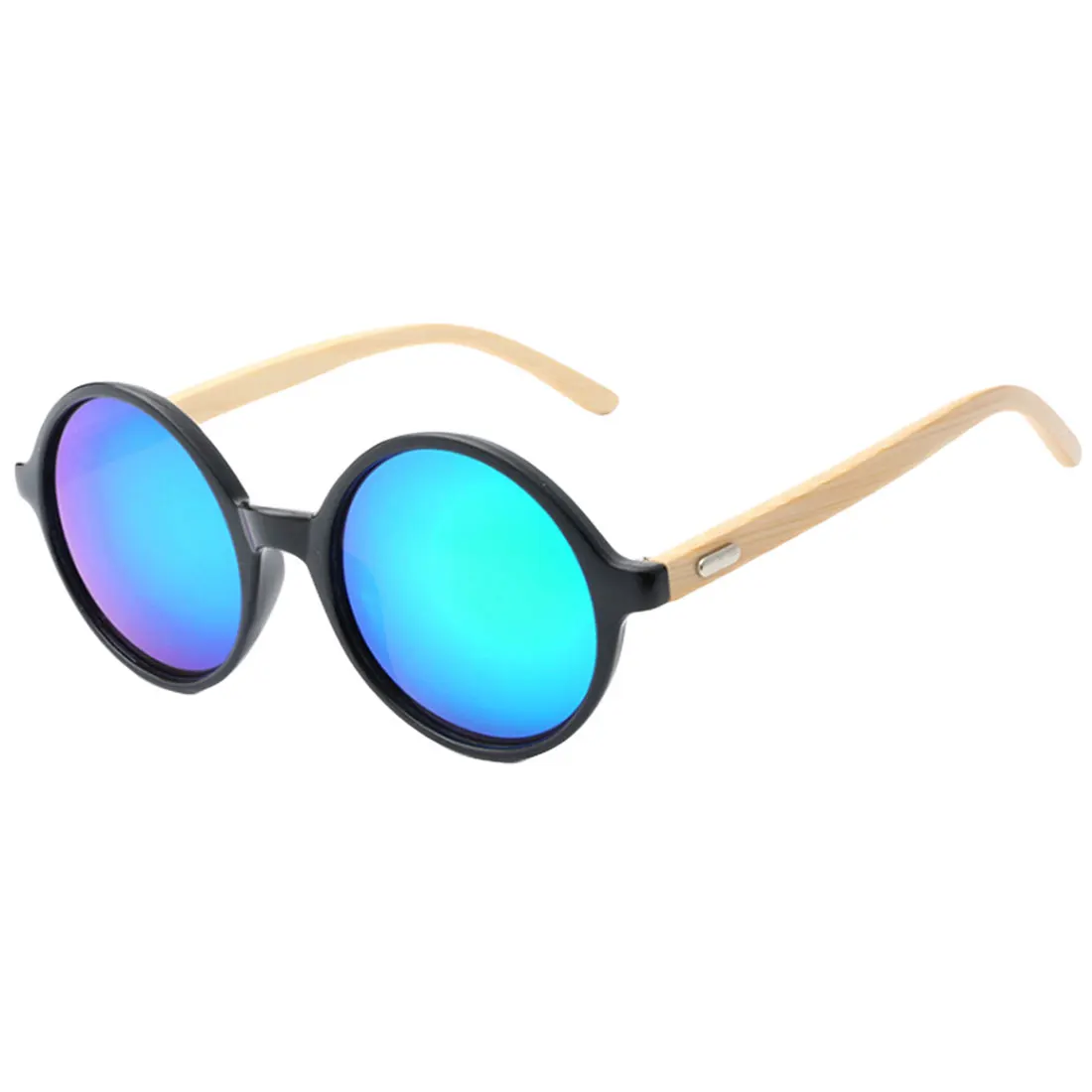 Круглые бамбуковые солнцезащитные очки, поляризационные Роскошные брендовые деревянные солнцезащитные очки, женские Винтажные Солнцезащитные очки для женщин oculos de sol feminino - Цвет линз: 1