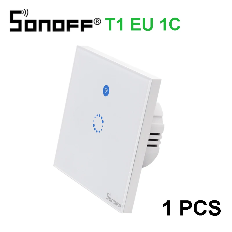 Sonoff T1 ЕС умный Wifi настенный сенсорный светильник-переключатель 1 комплект 2 банда сенсорный/WiFi/433 RF/APP пульт дистанционного управления Умный дом работа с Alexa - Комплект: EU 1Gang 1pcs