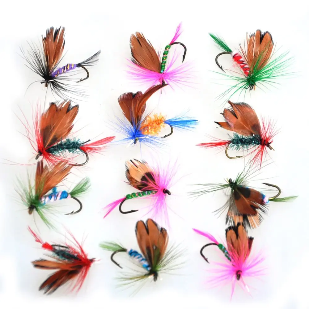 2cm Fishing Flies Dry Fly Tackle Lures Butterfly Barb Single Hooks Set Lead Jig Head Hook 