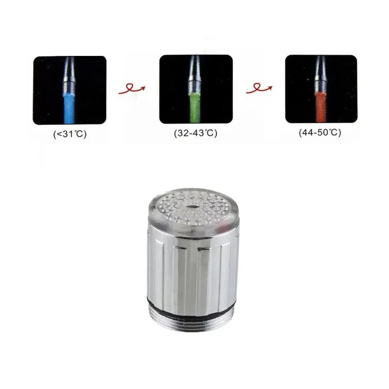 NEW Water Glow 3 Colors Changing LED Light Kitchen Bathroom Faucet Pressure Sensor Control TE shower