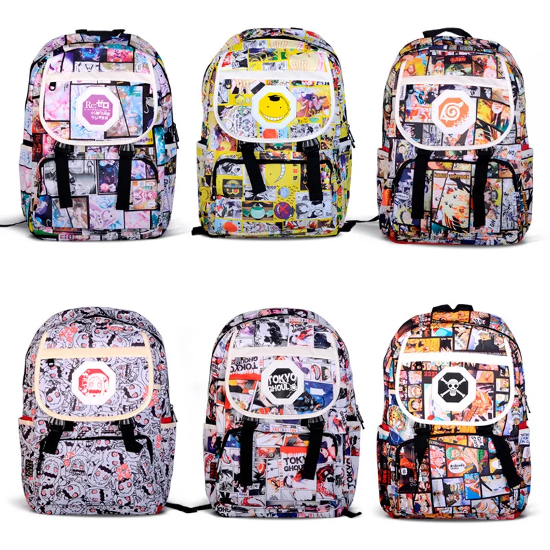 

Anime Naruto One Piece Tokyo Ghoul One Punch Man Printing Cartoon Backpack School Bag Rucksack Shoulder Bags Satchel Gifts