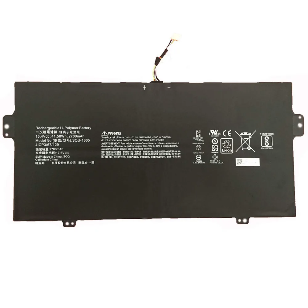 Аккумуляторная батарея для ноутбука ACER SQU 1605 сменная Swift 7 SF713 Spin SP714 Series Notebook 15 4 V