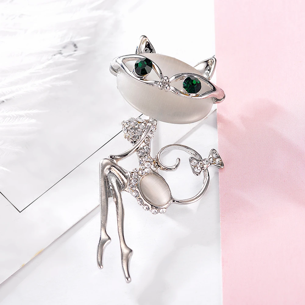 

New Fashion Crystal Enamel Cat Eye Women's Brooch Pin Decorative Garment Accessories Wedding Bridal Dress Brooch Women Jewelry