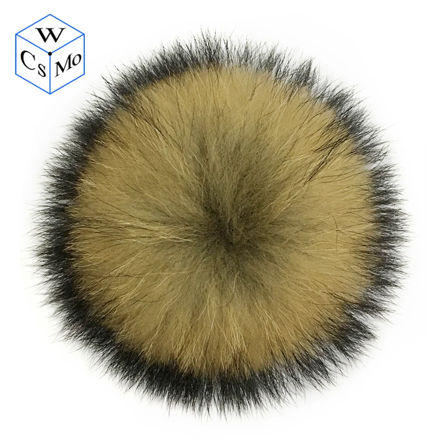 DIY 14-15 см натуральный серый черный белый мех енота помпон s шарики для вязаной шапки зимние шапочки помпон из натурального меха лисы