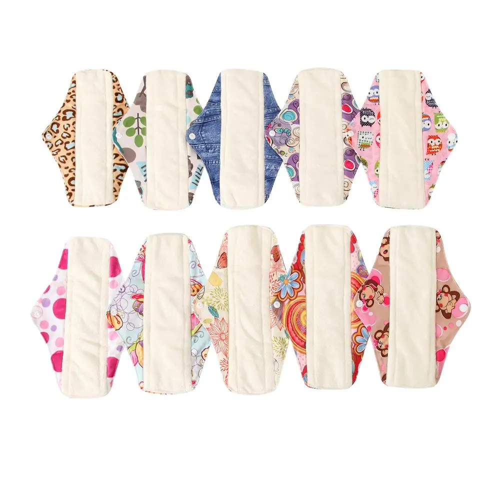 

Ohbabyka Organic Bamboo Women Menstrual Pads Reusable Cloth Pad Serviette Hygienique Lavable Cloth Panty Liners Dropshiping