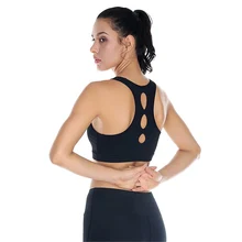 

2017 New Black Fitness Bras Shockproof Runs Women Sexy Hollow Backless Bra Padded Gyms Sporting Tops Seamless Underwear DropShip