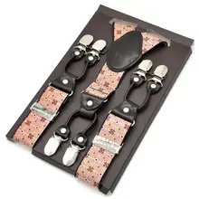 Мужские подтяжки из кожи, сплав, 6 зажимы подтяжек, мужские винтажные повседневные брюки на подтяжках, ремень, подарок для папы/сына 3,5*120 см