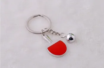 

FREE shipping by FEDEX 100pcs/lot 2014 Wholesale Zinc Alloy Pingpong Keyring Metal Novelty Sports Pendant Keychain