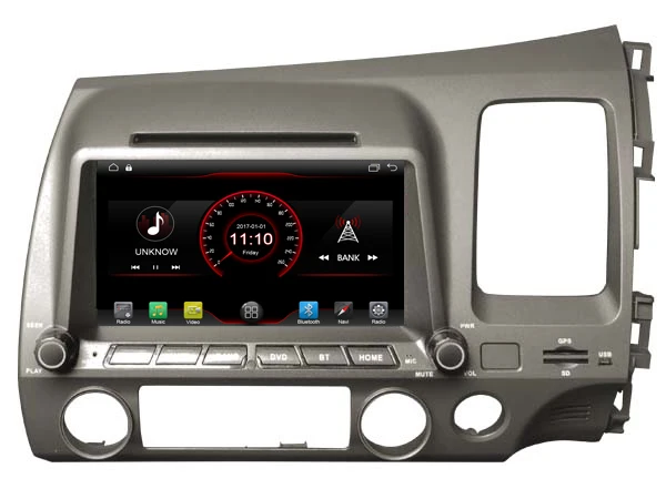 Top Android 8.1 quad core car dvd player media radio car audio wifi carplay gps dvr handfree headunit for HONDA CIVIC RHD 2006-2011 4