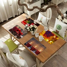Christmas Style Kitchen Placemat Dining Table Mat Coaster Cotton Linen polyester Pads Cup Mats Kitchen Accessories Decoration Christmas Style Kitchen Placemat Dining Table Mat Coaster Cotton Linen polyester Pads Cup Mats Kitchen Accessories Decoration