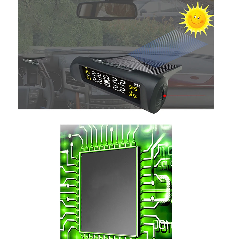 Умный автомобиль TPMS система контроля давления в шинах солнечной энергии цифровой ЖК-дисплей Автоматическая охранная сигнализация s давление в шинах