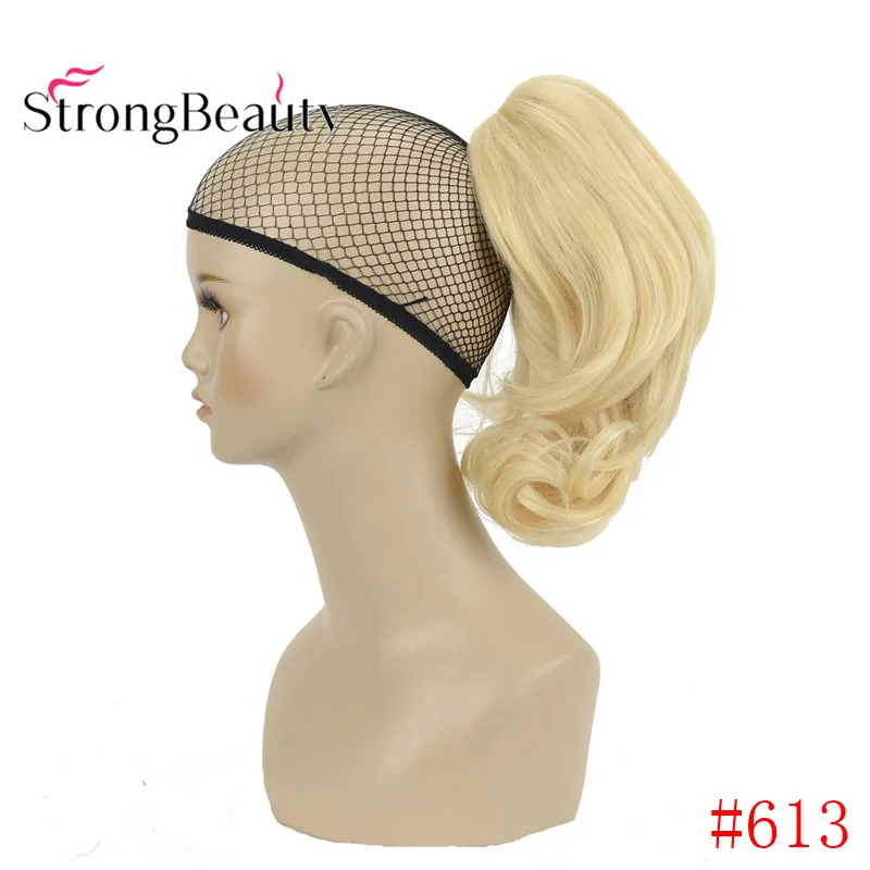 StrongBeauty 12 дюймов 10% синтетические 90% человеческие волосы короткая кудрявая заколка для хвоста в наращивание волос с зажимом для когтей - Цвет: 613
