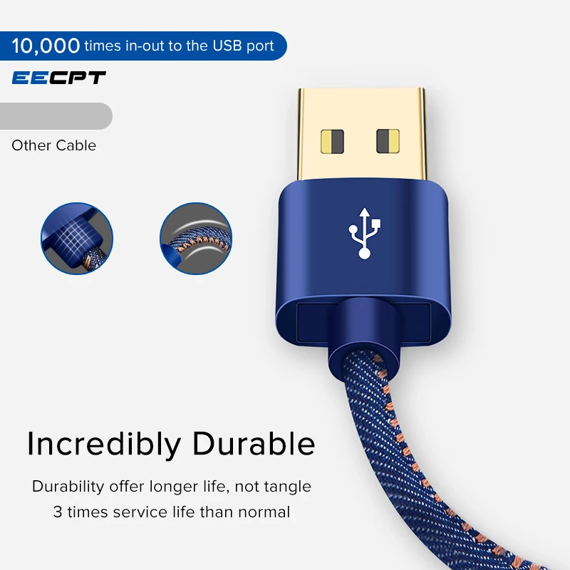 Кабель EECPT usb type C для быстрой зарядки данных USB C кабель для samsung Galaxy S9 S8 Plus мобильный кабель для зарядки телефона для Xiaomi Mi 9 8