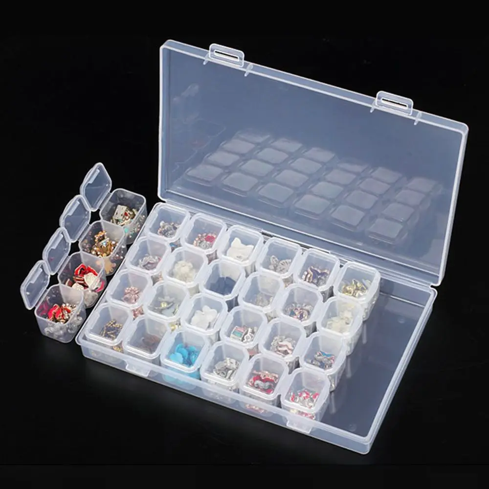 

1pc Practical Empty 28 Jars Slots Nail Art Storage Box Case Tips Jewelry Organizer Beads Tools Equipment Accessories