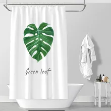 Зеленый лист напечатанный ванная душевая занавеска водонепроницаемый Mildewproof подвесная декоративная занавеска для ванной комнаты занавеска для душа s с 12 крючками