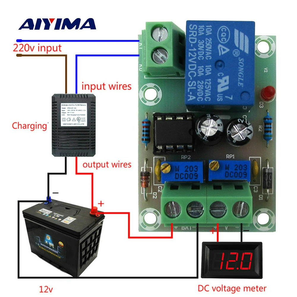 

Aiyima 12V Automatic Battery Charging Power Supply Control Protection Board Intelligence Relay Board