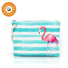 BONAMIE, женская сумка-клатч для влажного бикини, брендовая дизайнерская, модная, в полоску, дамская сумочка, фламинго, пеньковая веревка, пляжные сумки, Bolsa Feminina