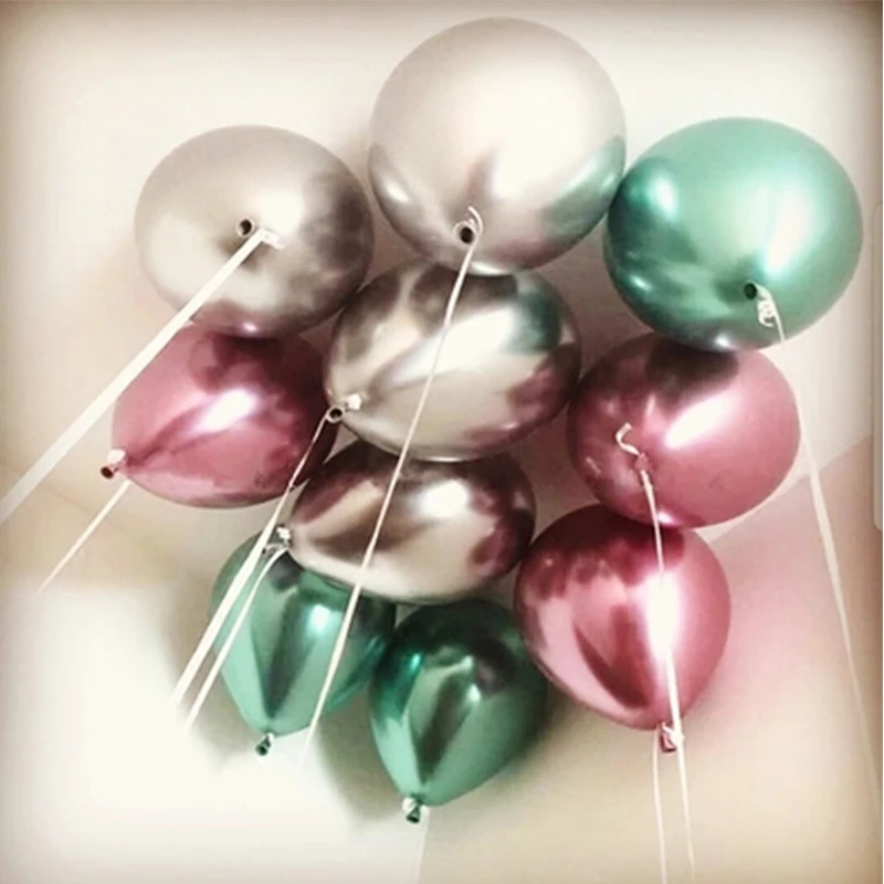 

Glossy Metal Pearl Latex Balloons 10&quot Thick Chrome Metallic Colors Inflatable Air Balloons Globos Metalicos Party Decora