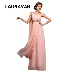 Дешевые Длинные полуформальный одно плечо светло-розовый школьные подружки невесты полуформальный 2018 вечернее платье для девочек