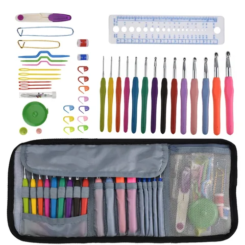 Peças de Crochê Agulhas de Tricô Acessórios de Confecção de Malhas 14 2.0 10.0mm Punho Macio Crochet Hooks Set Kit Ferramentas Diy Ofício Fio Tecer