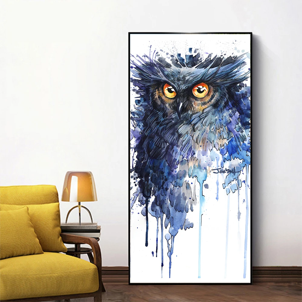 

SELFLESSLY ART Modern Art Paintings Watercolor Owl Canvas Art Wall Pictures For Living Room Cuadros Decoration Art Printed