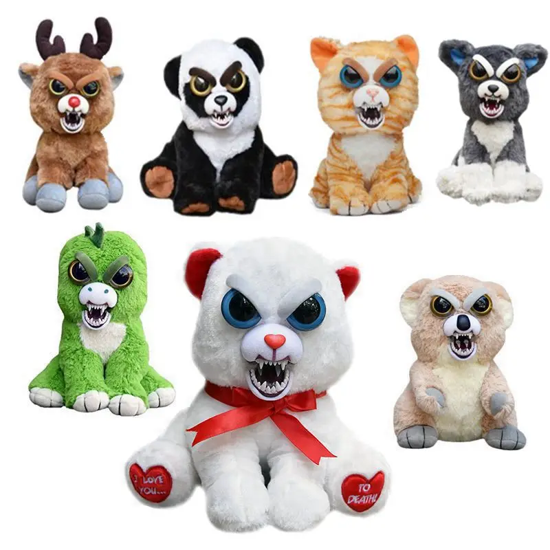 Feisty Pets Change Face Black Belt Bobby Panda Rabbit Bear Monkey Cat lion Stuffed&Animals Plush Toys Doll For Kids Baby Gifts