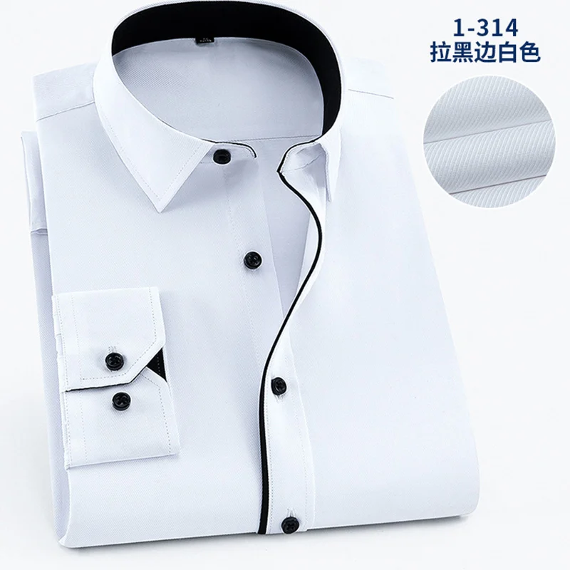 

6XL 7XL8XL 9XL Plus Size Shirts Men Dress Long Sleeve Black Side Solid Color Social Mens Shirts Casual Slim Fit Cotton Men shirt