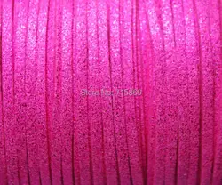 Бесплатные Шипп Металлик Ярко-Розовый 3 мм * 1.5 мм 10 mters Плоским Замши Faux Кожаный Шнур для Изготовления Ювелирных Изделий и Ремесел Бисер