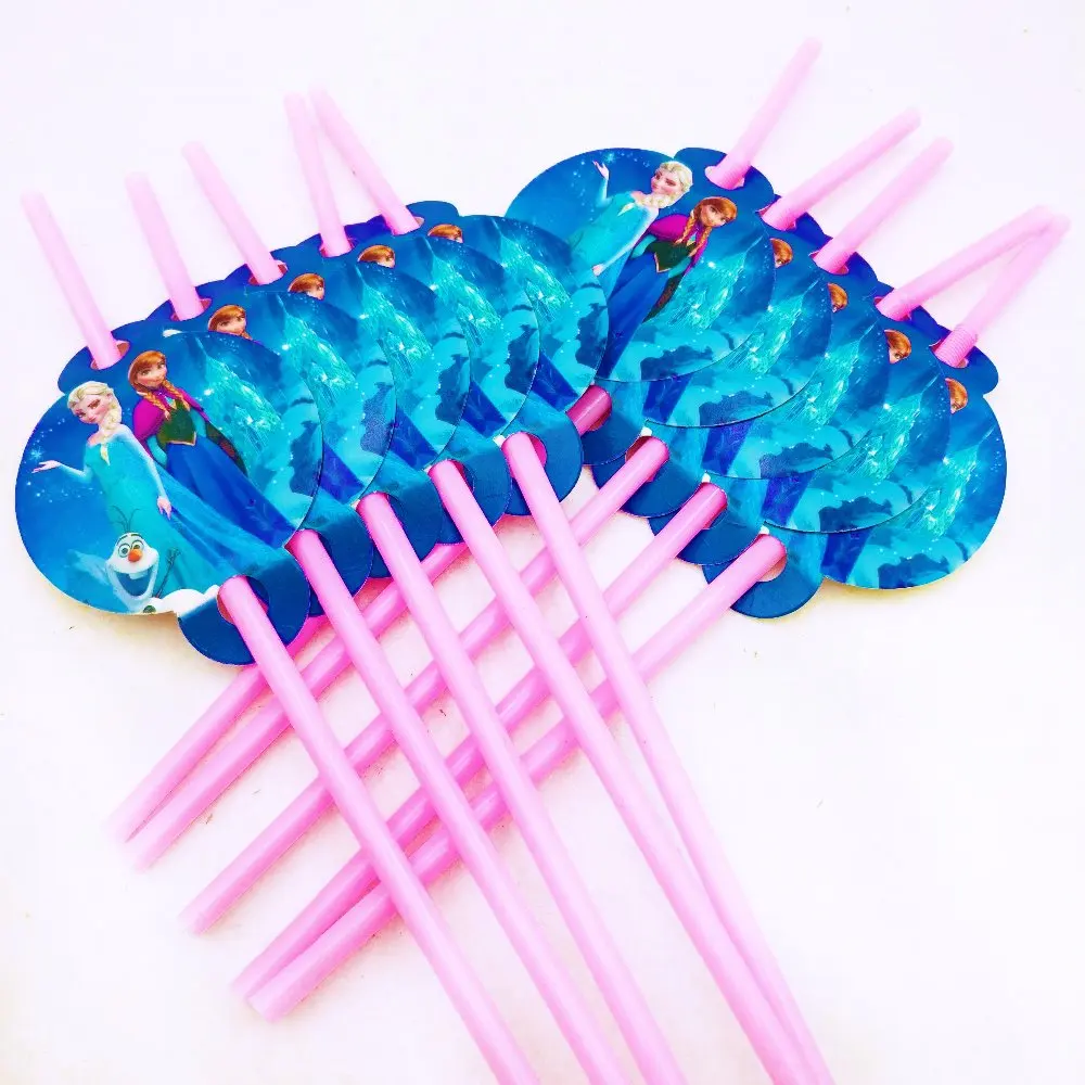 

Frozen Elsa And Anna Straws Party Supplies Kids Party Paper Disposable Straw Birthday Wedding Decoration Party Supplies