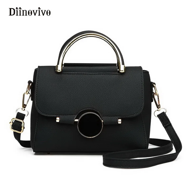 

DIINOVIVO New Women's Handbags Metal Short Handle Female Shoulder Bag Luxury Leather Women Messenger Bags Briefcase WHDV0318