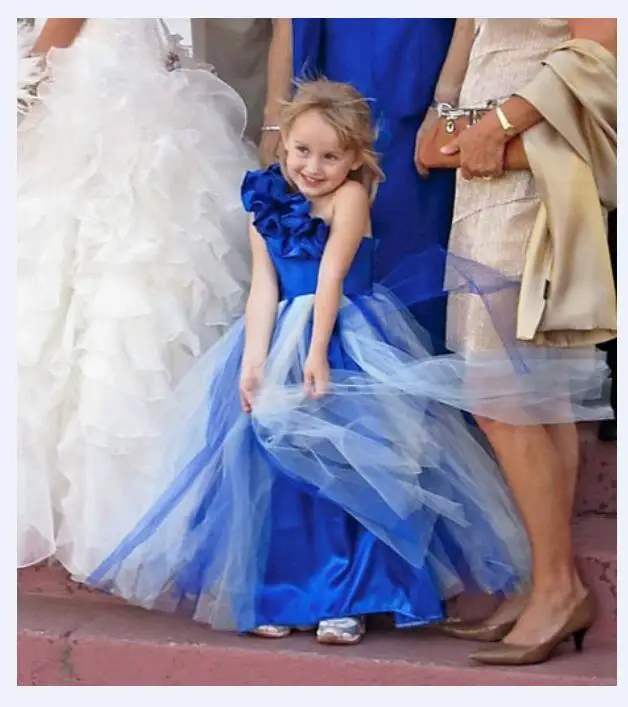 

Girl's Pageant Princess Dresses 2017 Sleeveless Flower Girls Dresses Gauze Kids One SHoulder Long Dress Children Party Dress