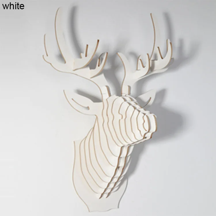 Deer Head Wall Hanging Diy Wooden Crafts 3d Animal Head For