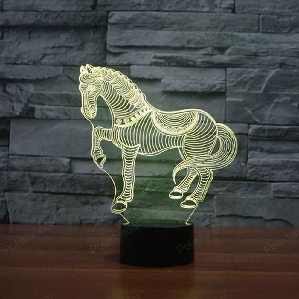 7Colors Changing 3D LED Animal Nightlights Paint Horse Zebra Desk Table