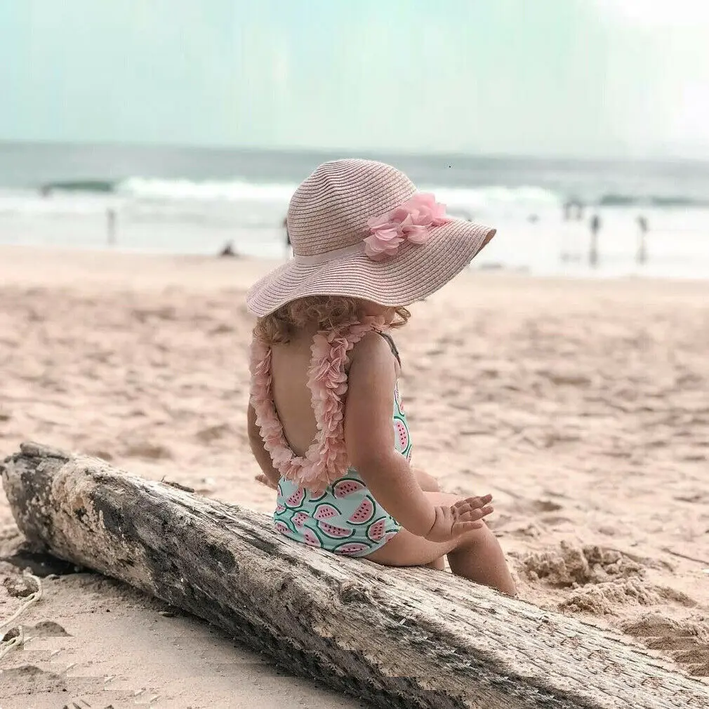 Girls One-Piece Suits Infant Baby Girls Watermelon Swimsuit Swimwear Swimming Bikinis Backless Floral Print Hot