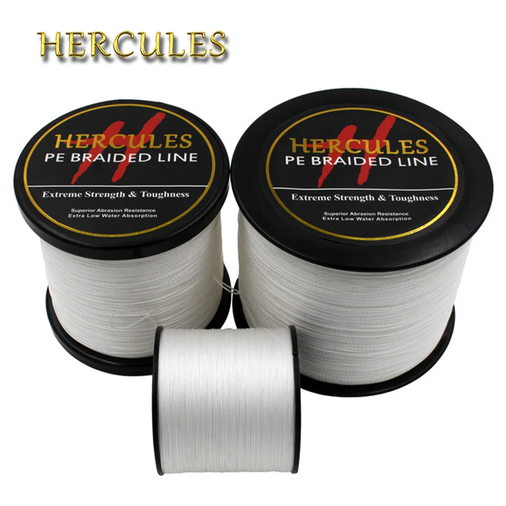 

Hercules PE Braided Fishing Line Multifilament White Fishing Cord Strong 4 Strands 100M 300M 500M 1000M 1500M 2000M