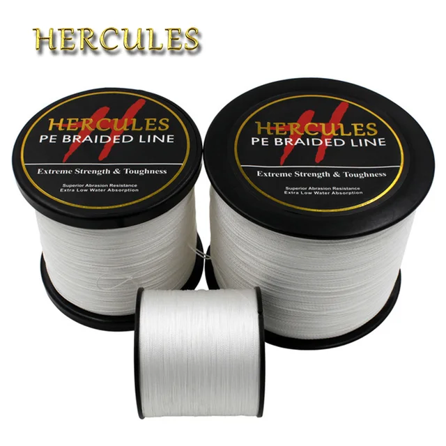 Hercules PE Braided Fishing Line Multifilament White Fishing Cord Strong 4 Strands 100M 300M 500M 1000M 1500M 2000M Fishing Line