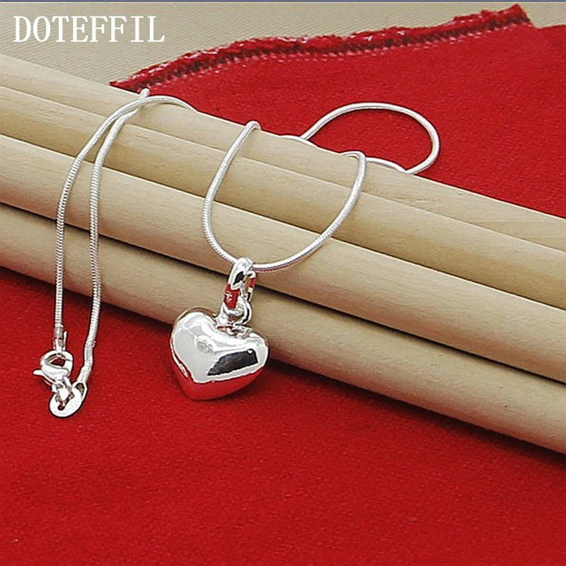 Wholesale 925 Silver Color Necklace Fashion New Jewelry Heart Pendant Necklace For Women Girl Gifts - Image 2