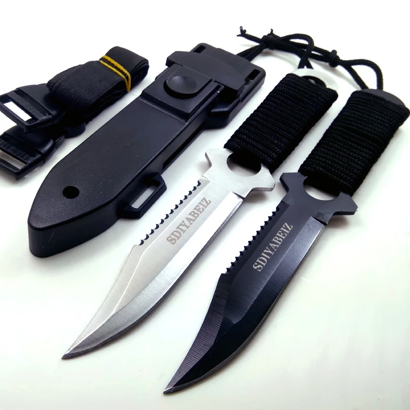 

Silver or Black Color Camping Tactical Knife,Titanium Blade Steel Handle Hunting Fixed Knife,Survival Knives SDIYABEIZ