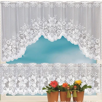 

Roman Blinds European White Lace Sheer Curtains for Kitchen Valance Window Tulle Curtains Coffee Dividers Door Curtain Bedroom