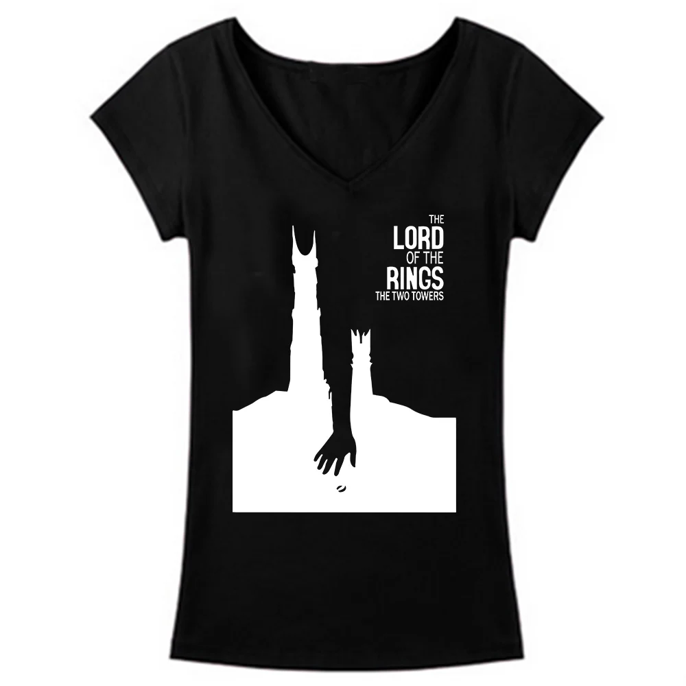 Famous Movie Tshirts The Lord Of Rings T shirts Women Short Sleeve V neck Fashion Top Clothing