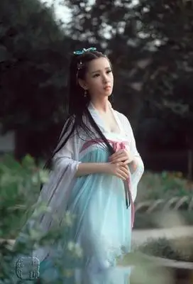 Костюм Hanfu Datang Великолепный Королевский костюм сказочная принцесса Qi подбородок юбка костюм студийная фотография фото - Цвет: 7