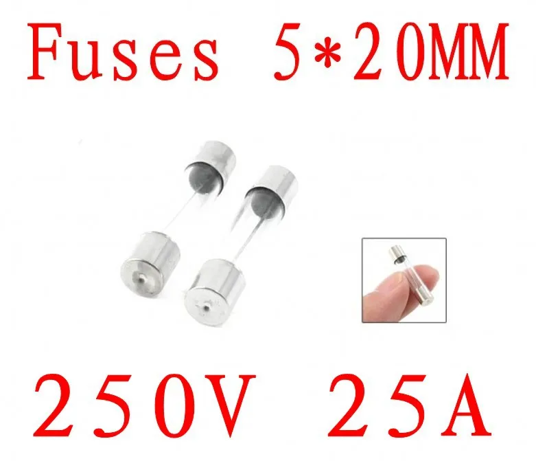100pcs/Set 5x20mm 5*20mm Glass Fuses 25A 250V Quick Blow Tube Fuse Assorted Kits Fast-blow | Обустройство дома