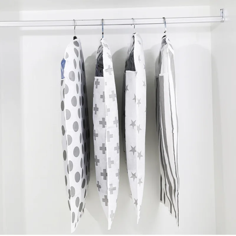 4Pcsset Thick Transparent Clothes Dust Cover Clothing Suit Garment Hanging Pocket Can Wash Storage Bag Organizer For Jack Coat (3)