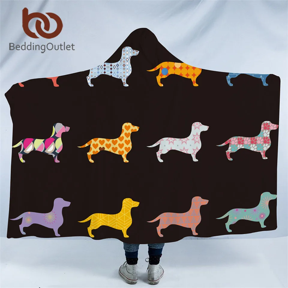 BeddingOutlet такса колбасный одеяло из микрофибры с капюшоном красочный щенок Шерпа