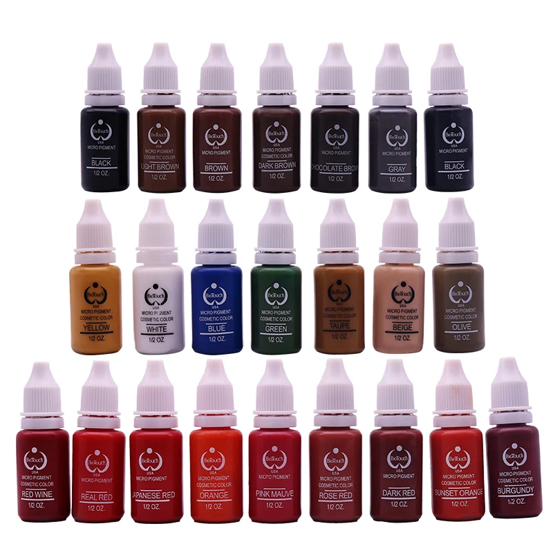 

1/2 OZ/Bottle Tattoo Ink Pigment For Permanent Makeup Eyebrow Eyeliner Lip Body Tattoo Art (23 Colors For Choice) Beauty Tools
