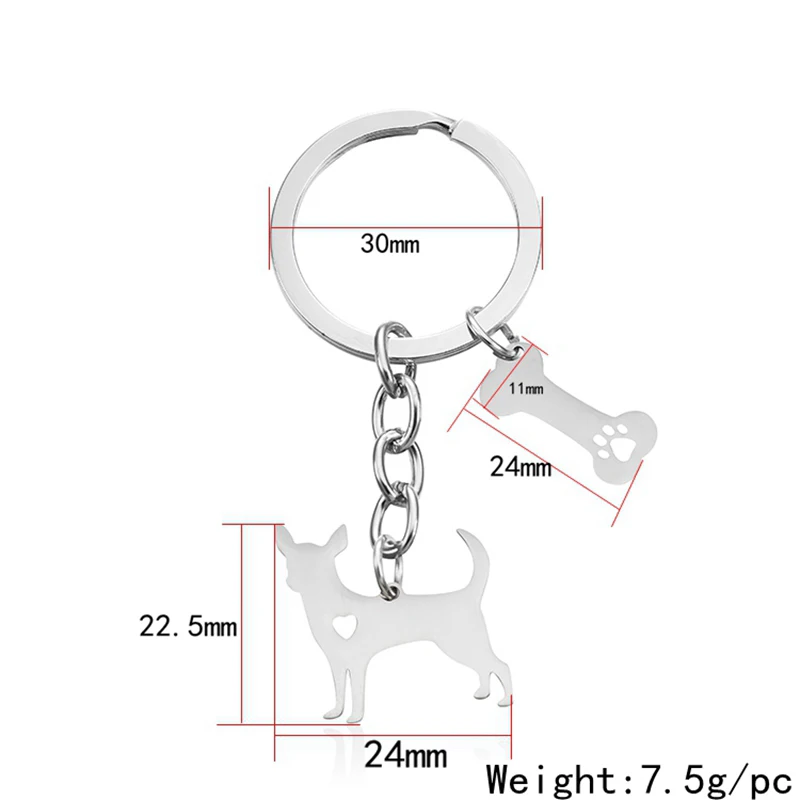 Брелок «Чихуахуа» собачья кость полый коготь брелоки из нержавеющей стали для домашних собак влюбленных Сувенирный брелок для ключей друзья подарки ювелирные изделия