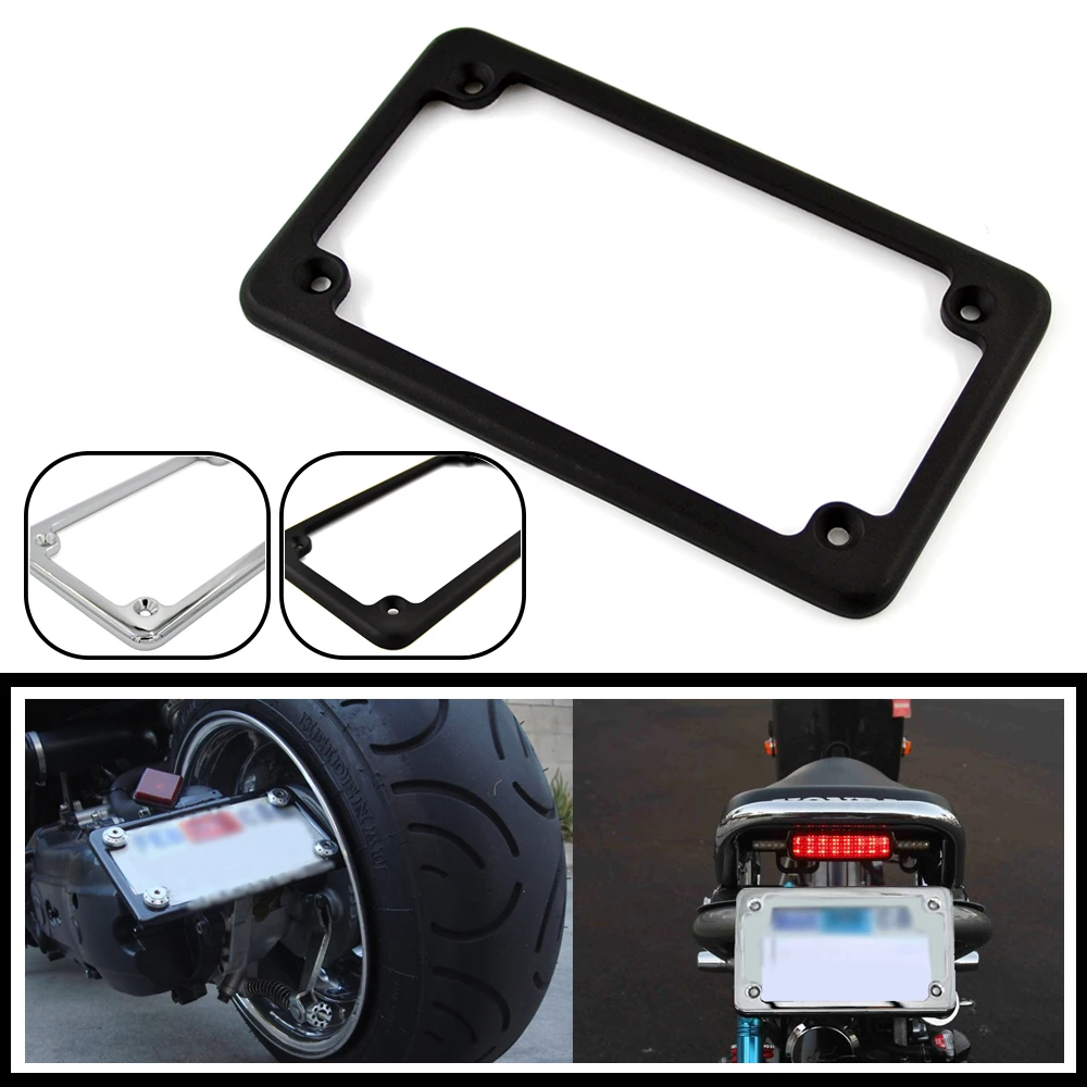 LPL294 001 BK Universal 4'' X 7''Aluminum Motorcycle Number Plate Frame