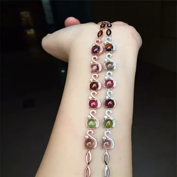 

KJJEAXCMY fine jewelry S925 pure silver bracelet natural blue wave flowers 6 gem female jewelry free shipping.